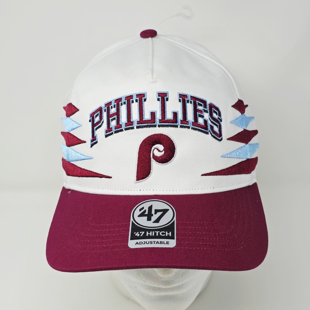 47 Brand Philadelphia Phillies Hitch Snapback Hat White Maroon Cooperstown MLB - Picture 5 of 8